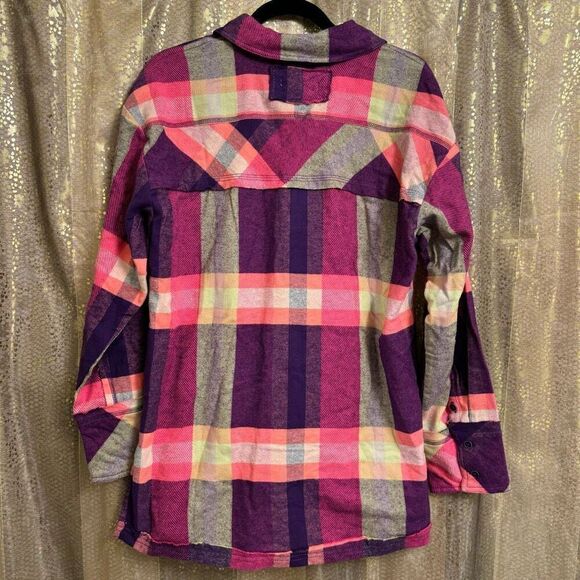Free People We The Free So Long Summer Pink Purple Flannel XS NWOT - Picture 2 of 10